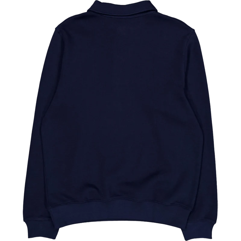 Ribbed Cotton Polo Collar Swea Navy Blue