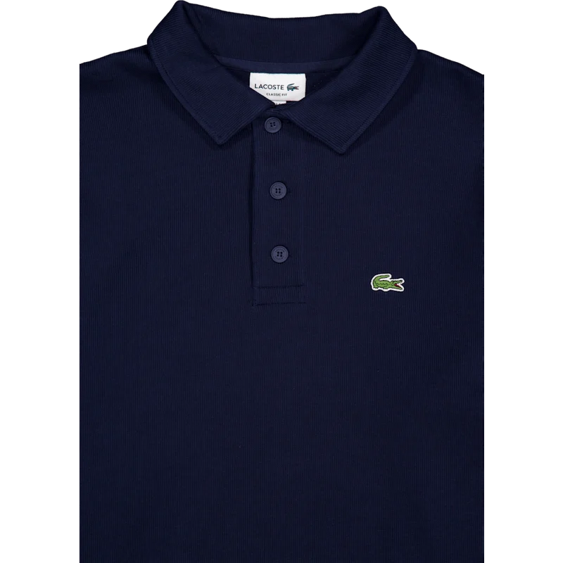 Ribbed Cotton Polo Collar Swea Navy Blue