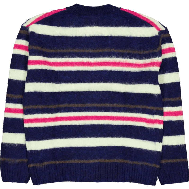 Relaxed Fit Striped Alpaca Woo Navy Blue/pollen 0-bigarr