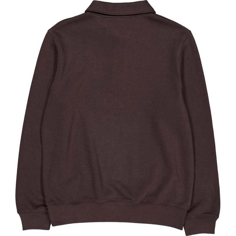 Ribbed Cotton Polo Collar Swea Brown Skb