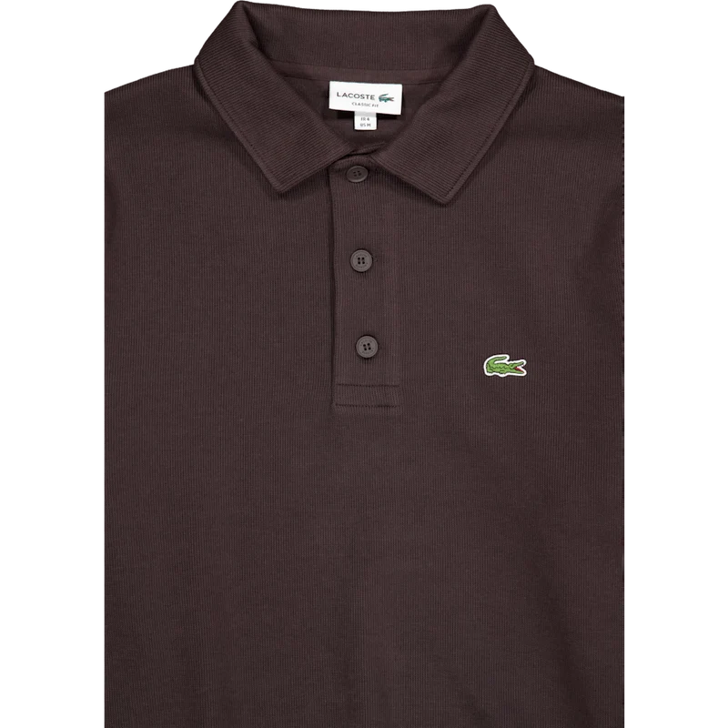 Ribbed Cotton Polo Collar Swea Brown Skb