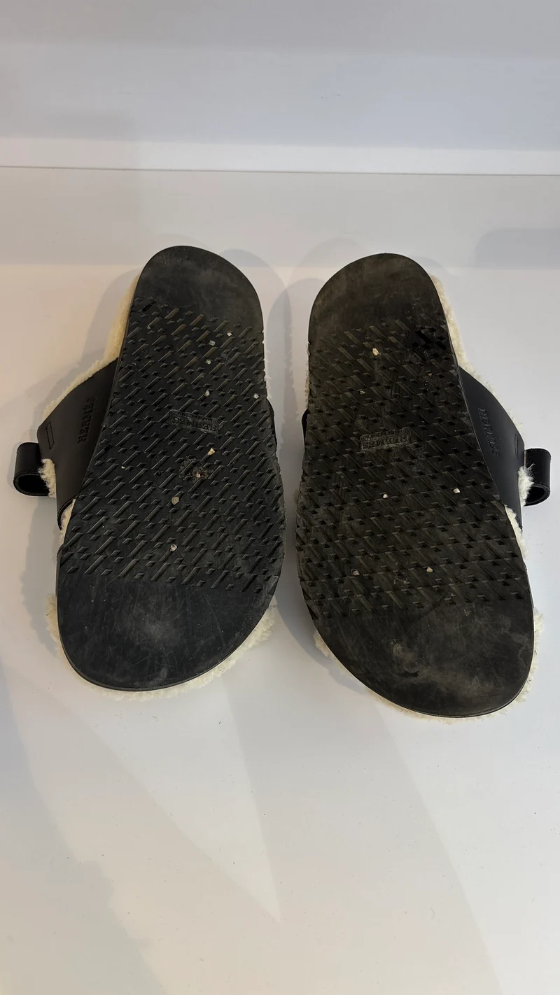 Hermès Chypre Sandalen Leder Synthetik Schwarz Größe 41