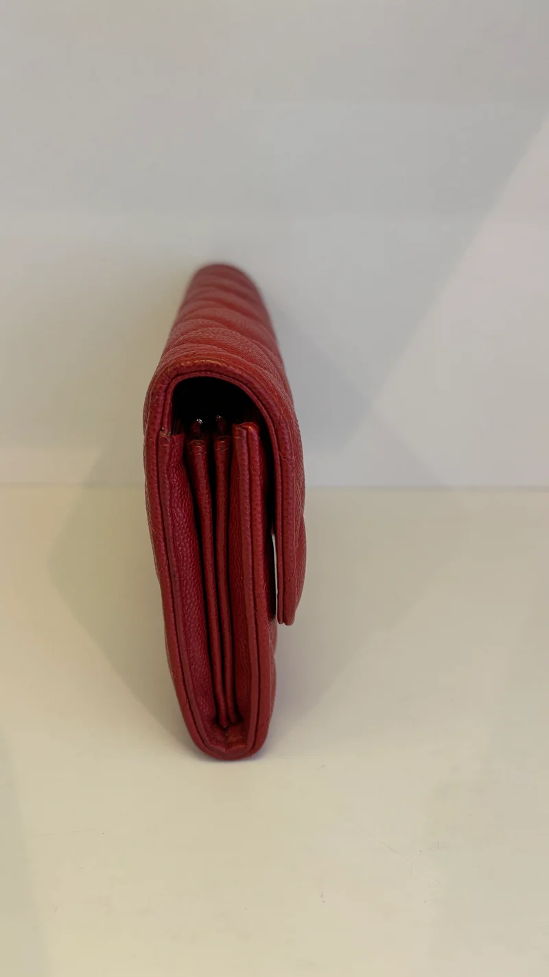 Chanel Classic Long Flap Wallet Caviar Red 2020