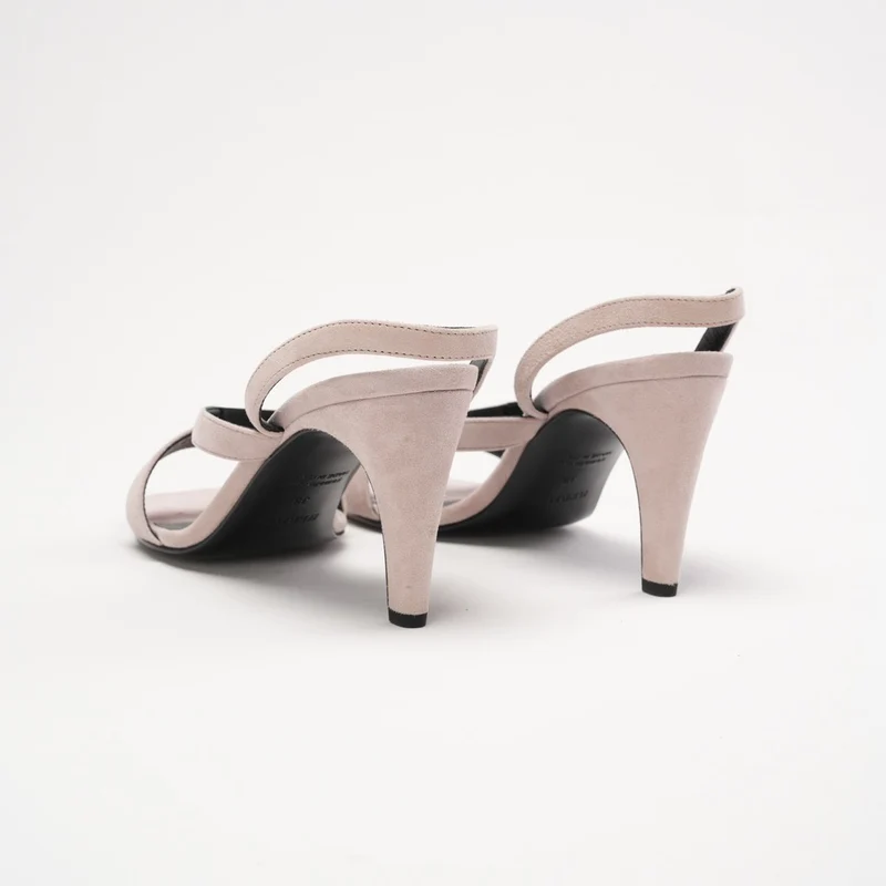 Hermès Glamour 95 Sandalen aus Ziegenveloursleder mit Kelly-Schnalle, Porzellanrosa, Größe 38