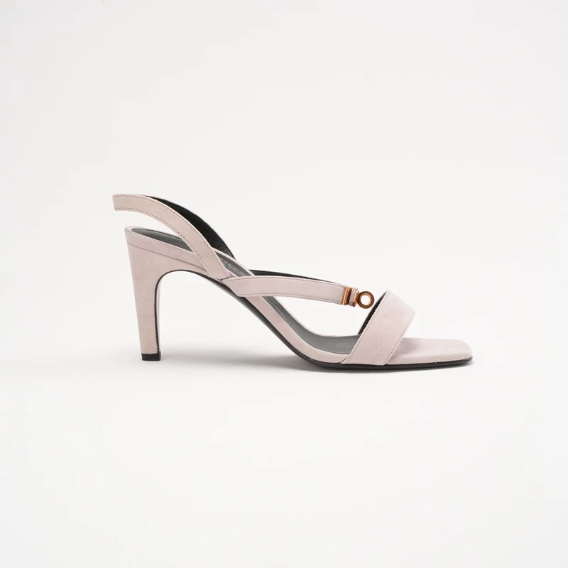 Hermès Glamour 95 Sandalen aus Ziegenveloursleder mit Kelly-Schnalle, Porzellanrosa, Größe 38