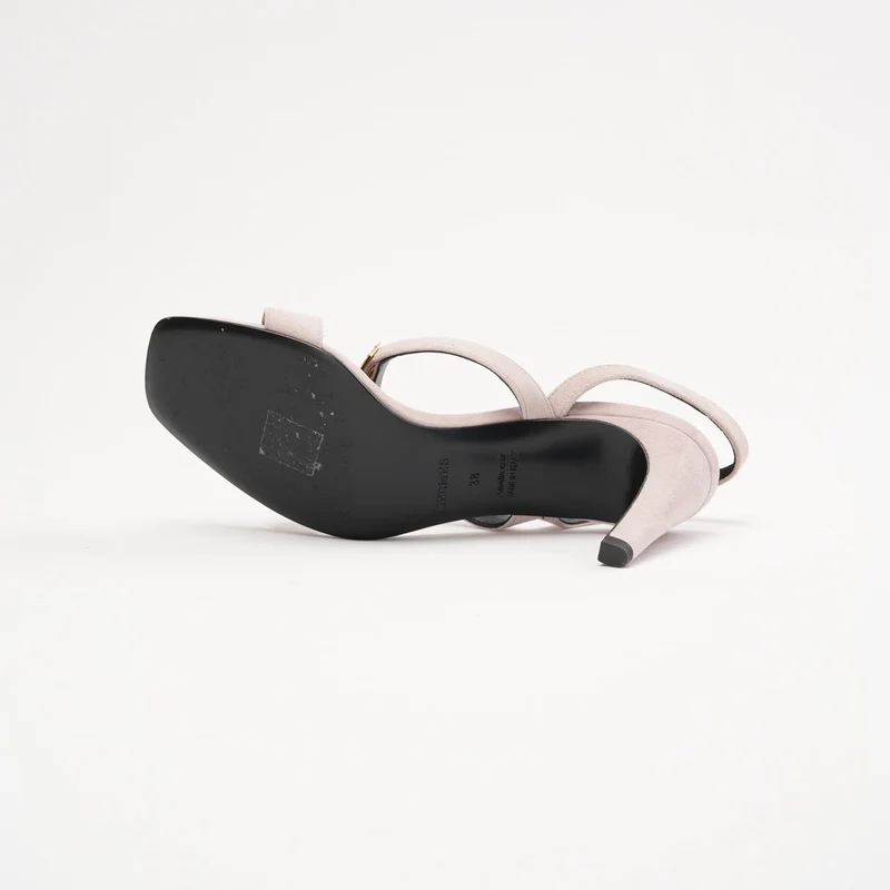 Hermès Glamour 95 Sandalen aus Ziegenveloursleder mit Kelly-Schnalle, Porzellanrosa, Größe 38
