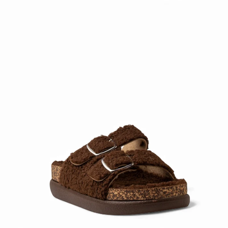 Europeon Union Women Brown Fur Slipper #4719