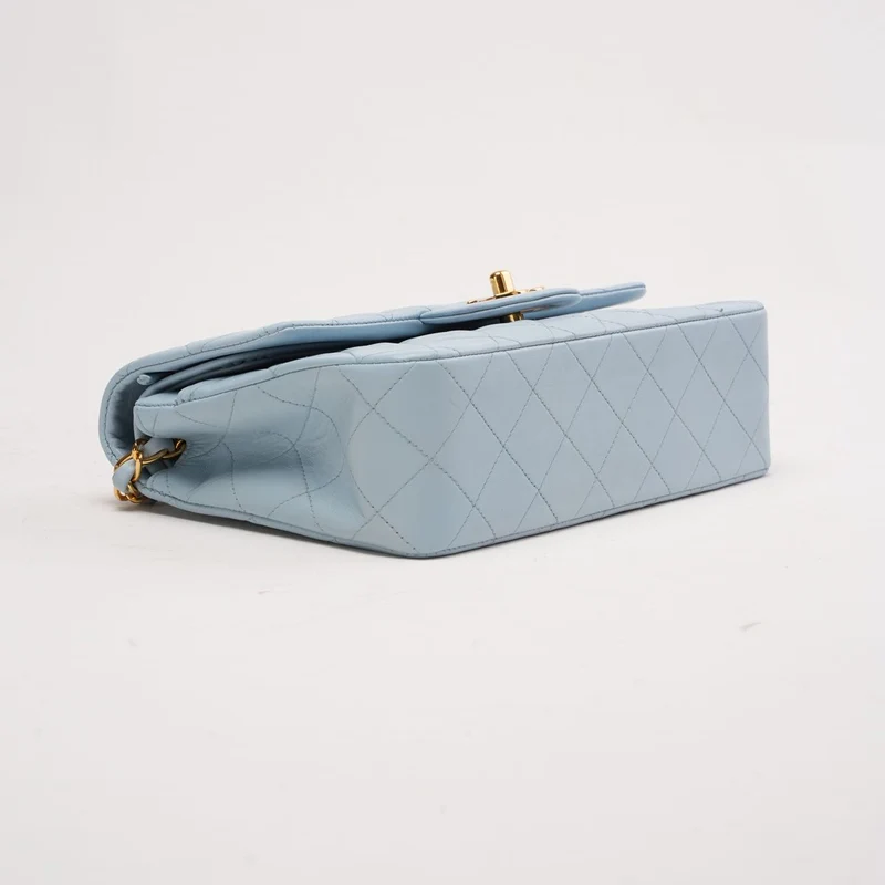 Chanel Vintage Small Classic Double Flap Lamm Hellblau 1997