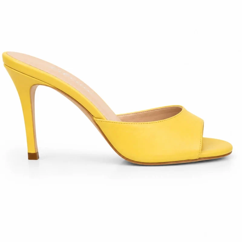 Sunnyside Mules – Damen Pastell Mules Gelb Leder