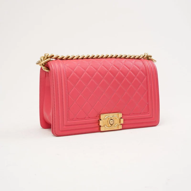 Chanel Medium Boy Flap Caviar Dunkelrosa 2017