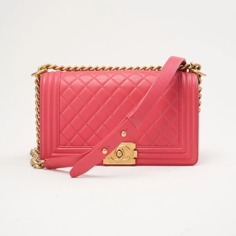 Chanel Medium Boy Flap Caviar Dunkelrosa 2017