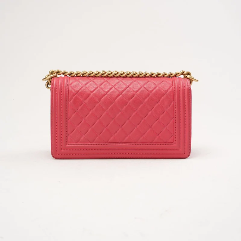 Chanel Medium Boy Flap Caviar Dunkelrosa 2017