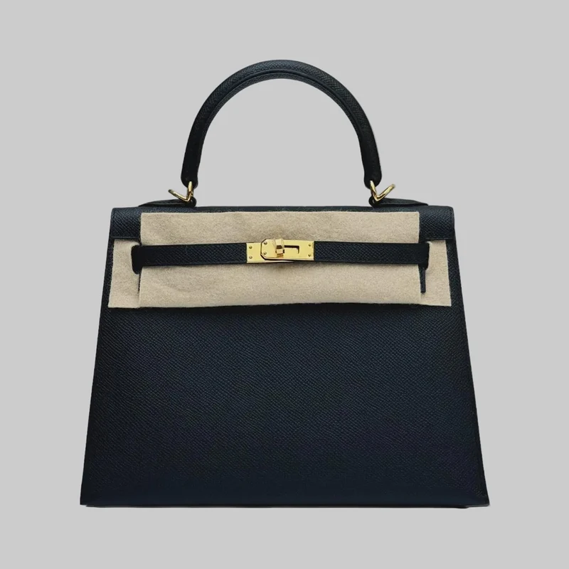 Hermes Sellier Kelly 25 Epsom Leder Schwarz 2024