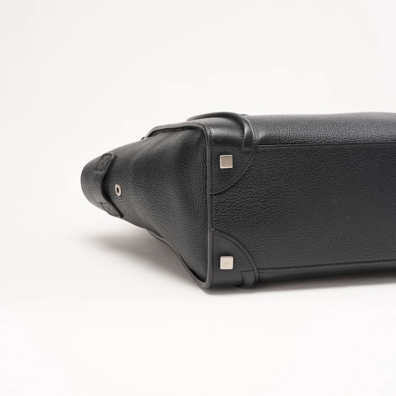 Celine Micro Luggage Tote Bag aus schwarzem, genarbtem Kalbsleder, 2018