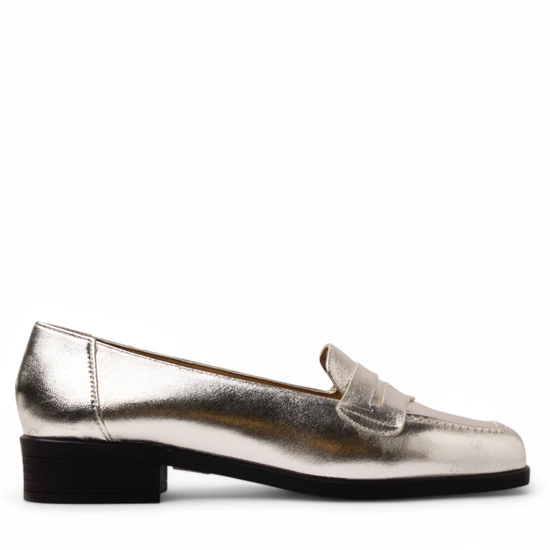 Women Silver Leather Shoe #3655