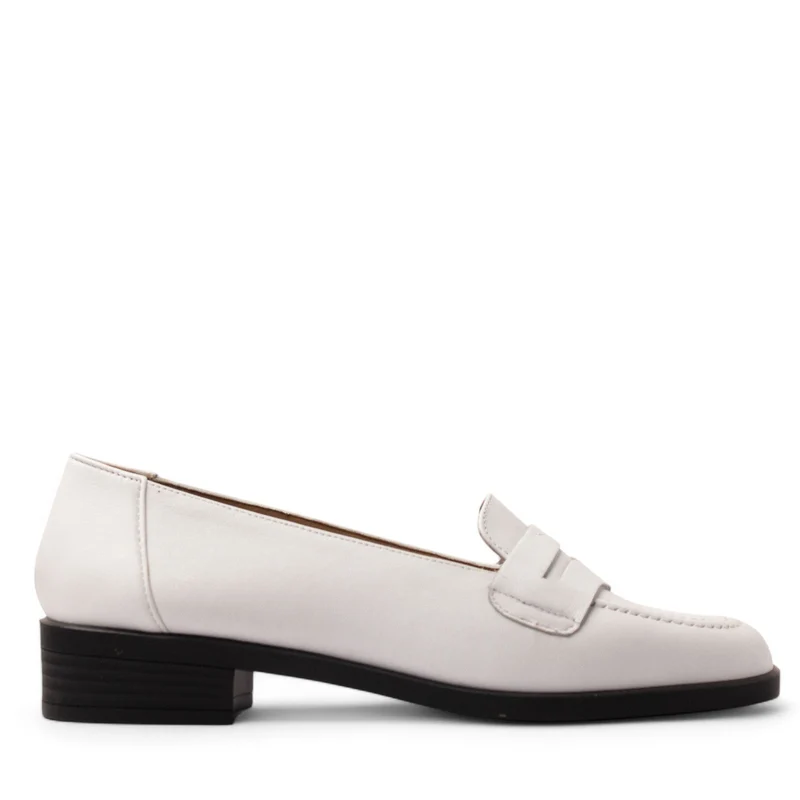 Women White Leather Shoe #3654