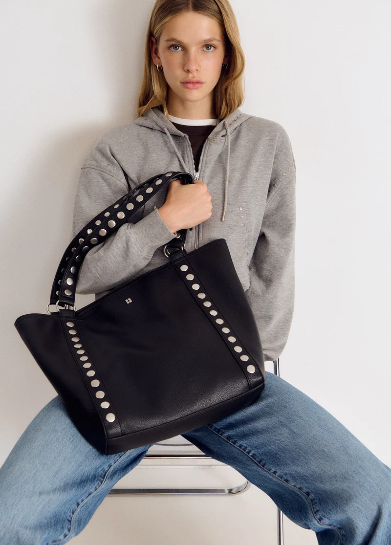 Studded shopper bag
