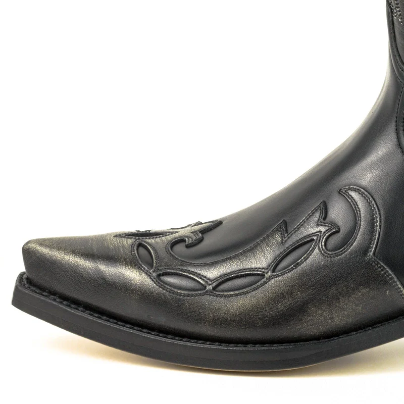 Country- und Western-Cowboystiefel 1927-C für Herren und Damen aus schwarzem und grauem Leder