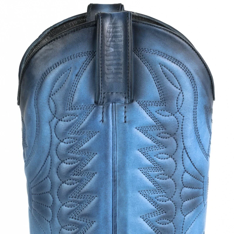 Country- und Western-Cowboystiefel 1920 aus blauem Leder für Herren und Damen