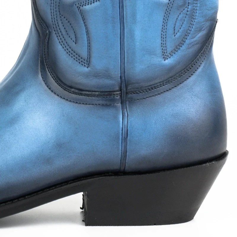 Country- und Western-Cowboystiefel 1920 aus blauem Leder für Herren und Damen