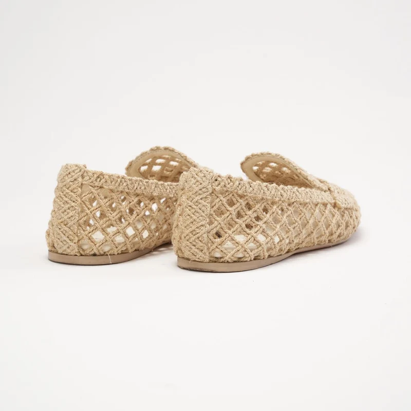 Chanel Raffia-geflochtene CC-Mokassins, beige, Farbe 39.5