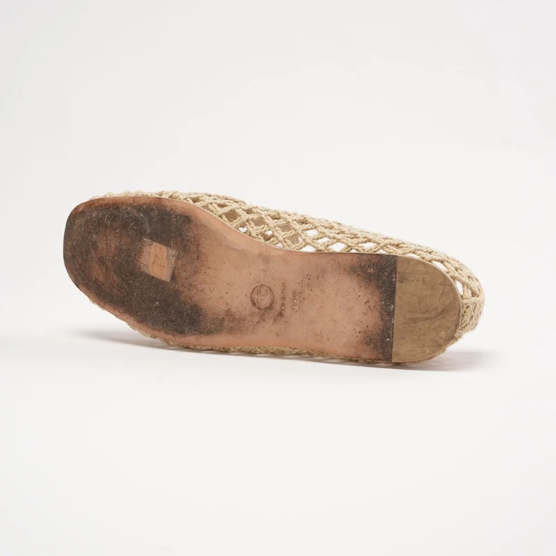 Chanel Raffia-geflochtene CC-Mokassins, beige, Farbe 39.5