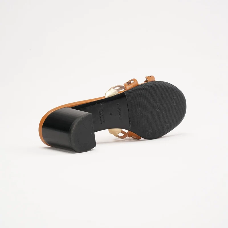 Hermès Tandem-Sandalen aus braunem Leder, Größe 40