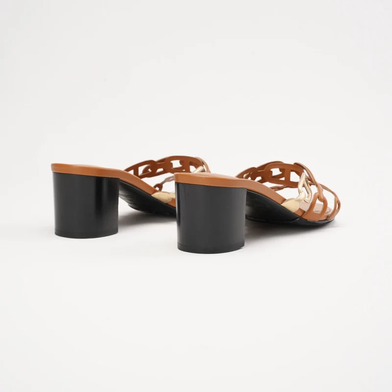 Hermès Tandem-Sandalen aus braunem Leder, Größe 40