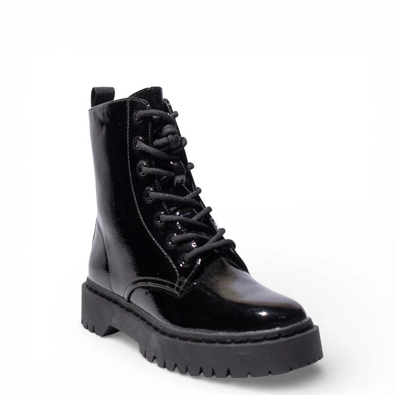 EuropeonUnion Women Black VernisLeather HalfBoot #4788