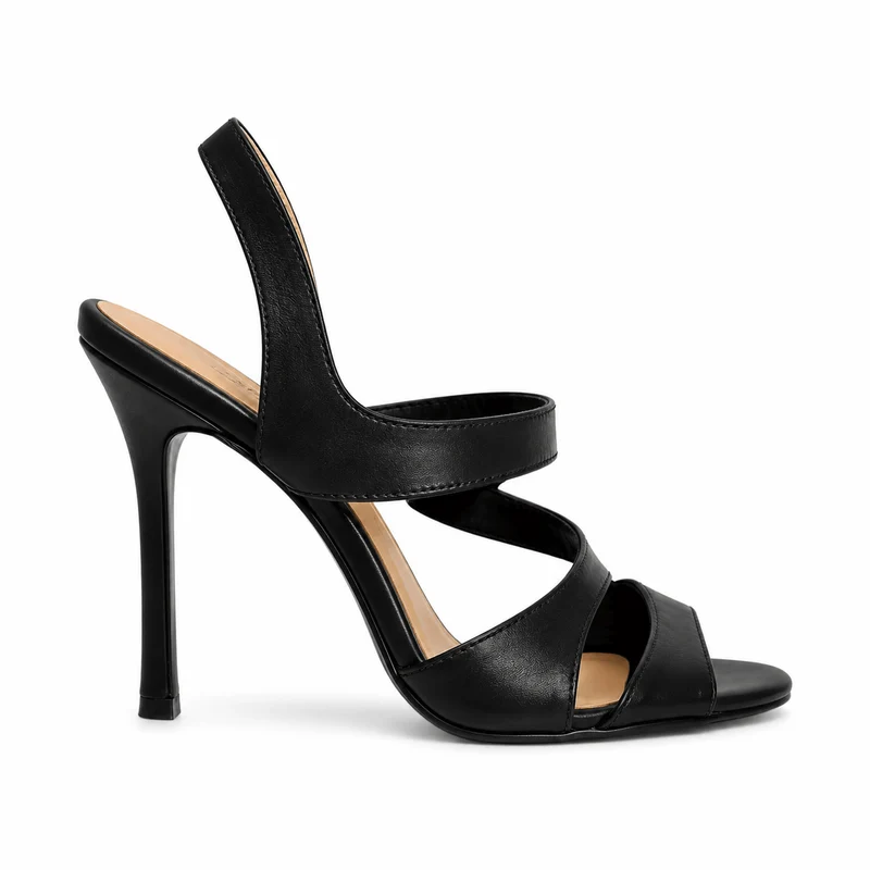 Black Swan Sandals – Damen High Heel Riemchensandalen Schwarz Leder