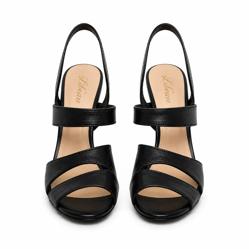 Black Swan Sandals – Damen High Heel Riemchensandalen Schwarz Leder