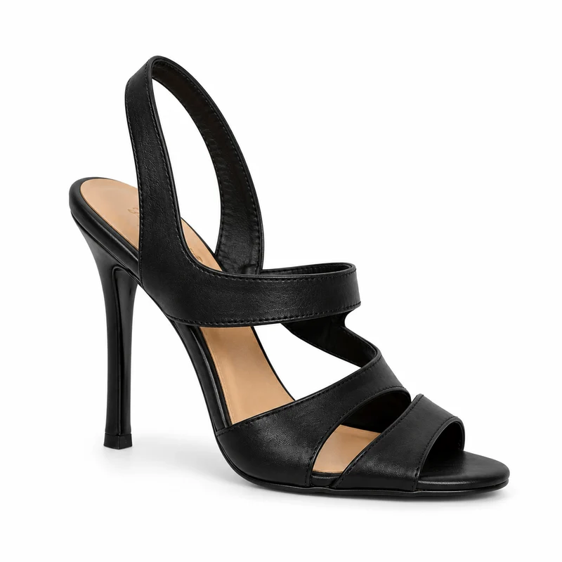 Black Swan Sandals – Damen High Heel Riemchensandalen Schwarz Leder