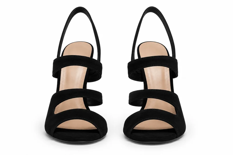 Black Berry Sandals – Damen High Heel Riemchensandalen Schwarz Wildleder