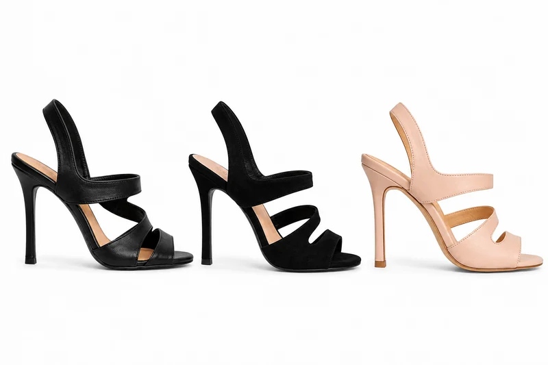 Black Berry Sandals – Damen High Heel Riemchensandalen Schwarz Wildleder