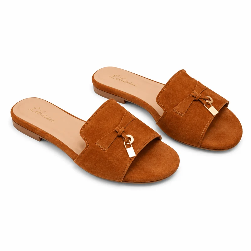Tawny Classic Slipper – Damen Wildleder Slipper Cognac