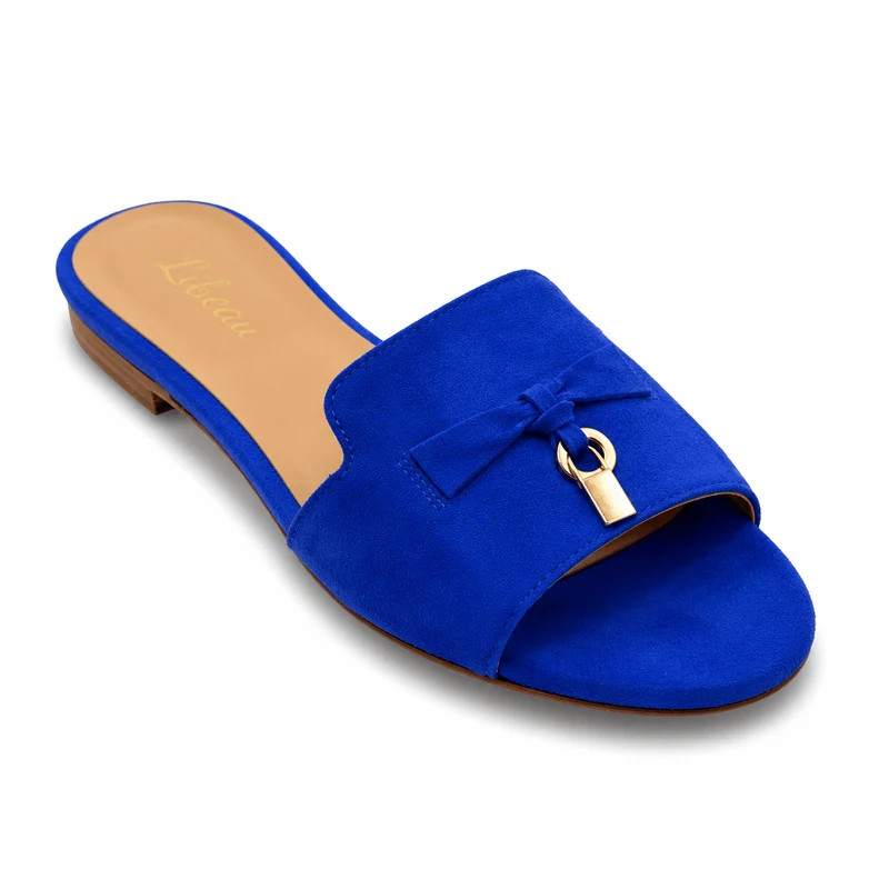 Blue Orchid Slipper – Damen Wildleder Slipper Royalblau