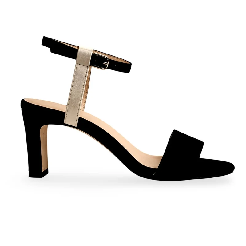Piano Sandals – Damen Riemchensandalen Schwarz Weiß Wildleder