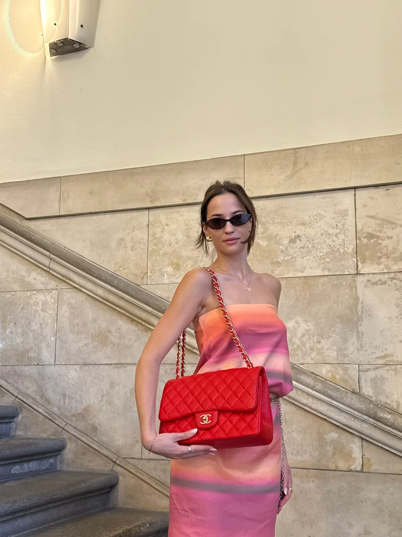 Chanel Classic Jumbo Double Flap Lamb Red 2017