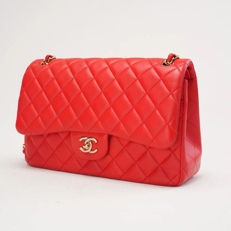 Chanel Classic Jumbo Double Flap Lamb Red 2017