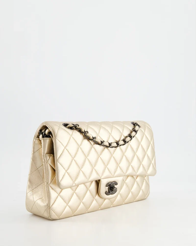 Chanel Classic Double Flap Medium Lamb Metallic Gold 2021