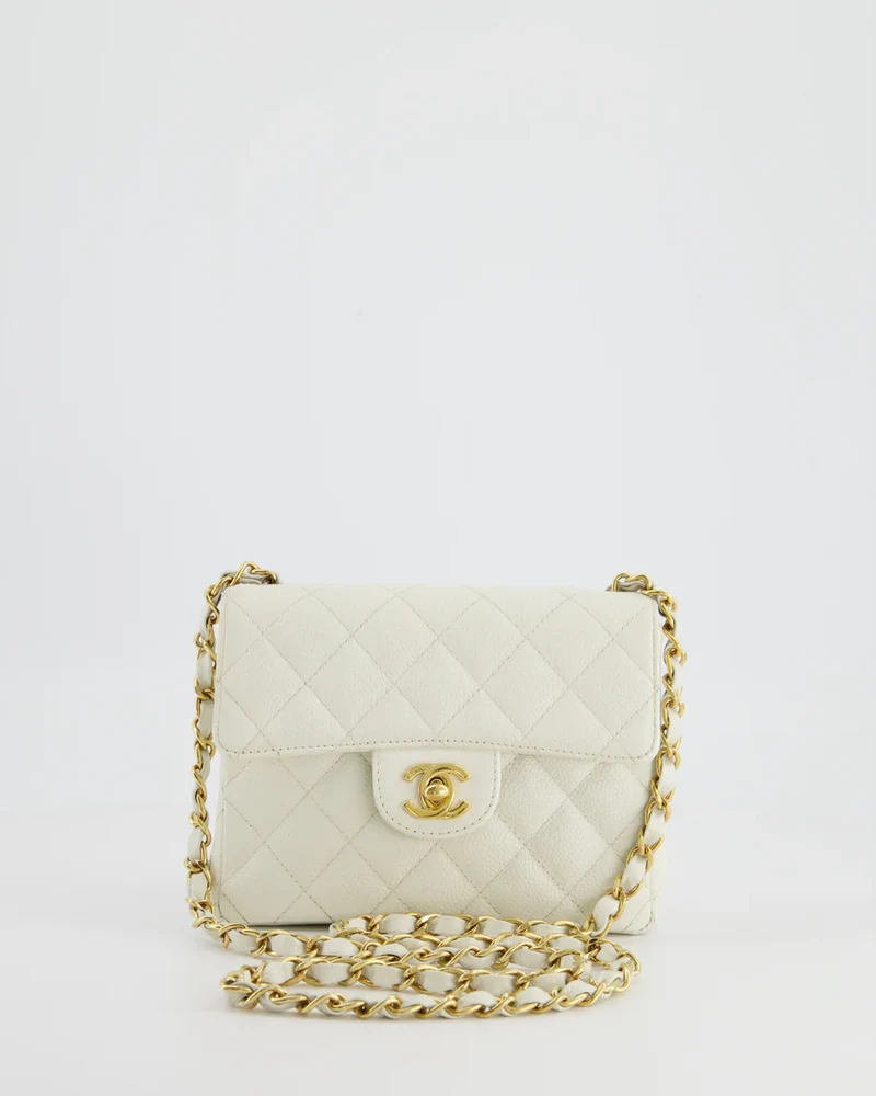 Chanel Vintage Mini Square Flap Caviar Weiß 2004