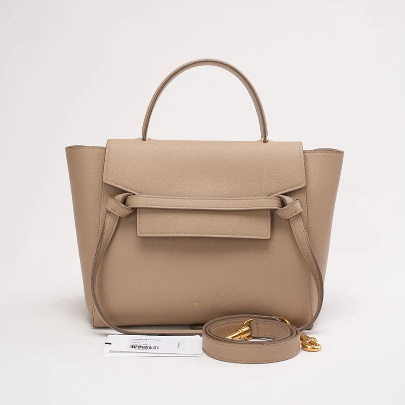Celine Micro Belt aus genarbtem Kalbsleder, Taupe, 2017