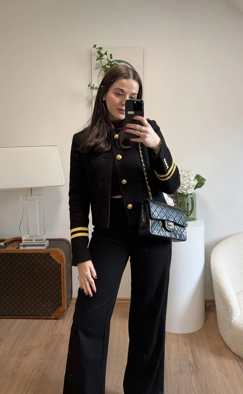 Chanel Vintage Medium Classic Double Flap Bag aus Lammleder, Schwarz, 1988