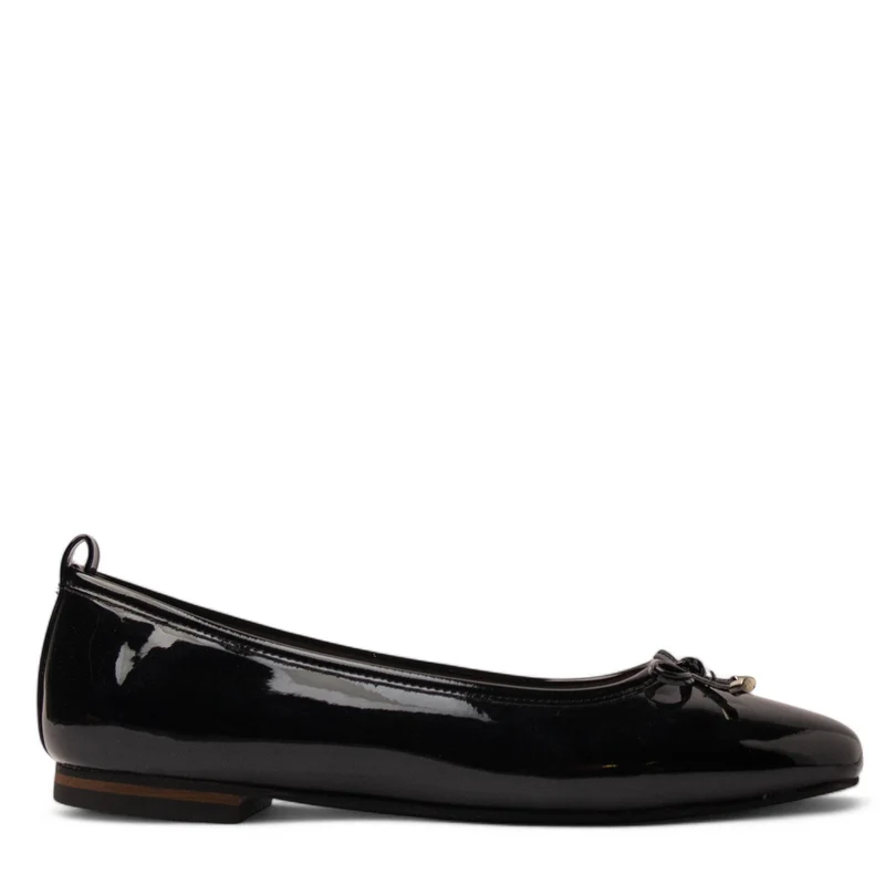 Women Black Vernis Leather Ballerina #3650