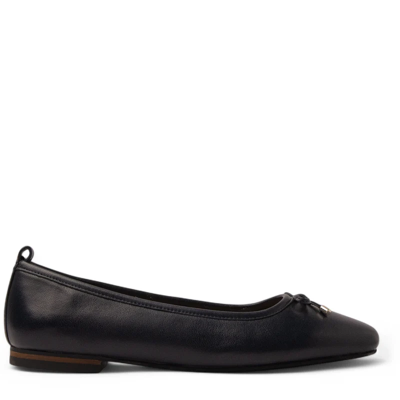 Women Navy Leather Ballerina #3649