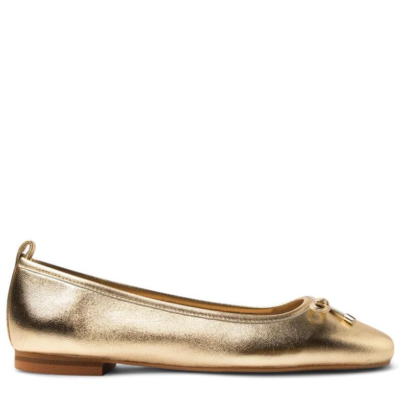 Women Gold Leather Ballerina #3647
