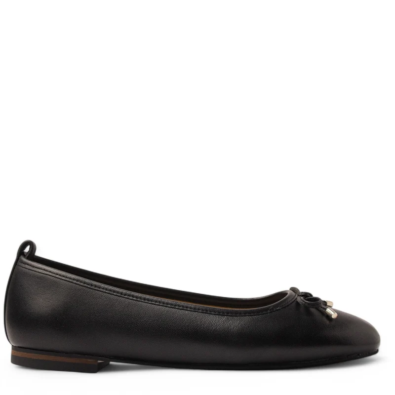 Women Black Leather Ballerina #3644