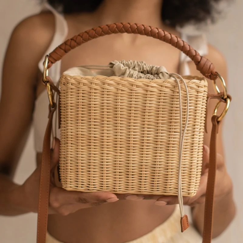 The Mela Wicker Bucket Bag