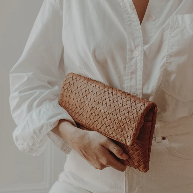The Julia Woven Fold Over Clutch