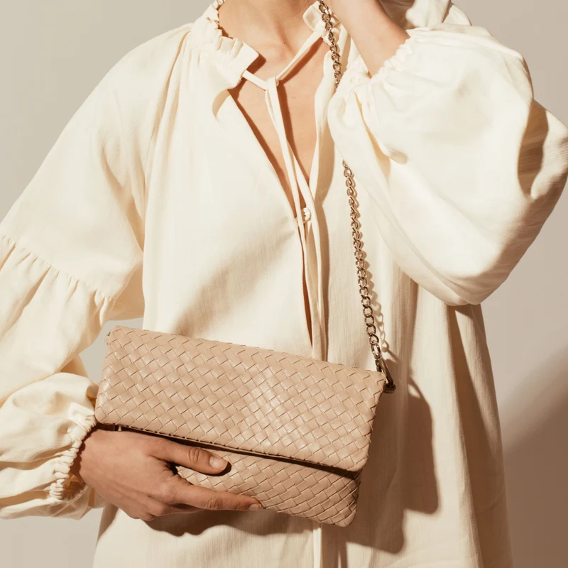 The Julia Woven Fold Over Clutch
